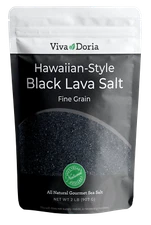Viva Doria Hawaiian Black Lava Sea Salt, Fine Grain, 2 Lb.