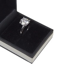 925 Silver 4ct Certified Moissanite Diamond  Engagement Ring