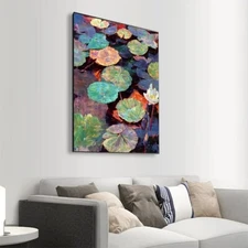 Colorful Lotus Texture Painting Hand Oil Painting Of Flower In A Pond
