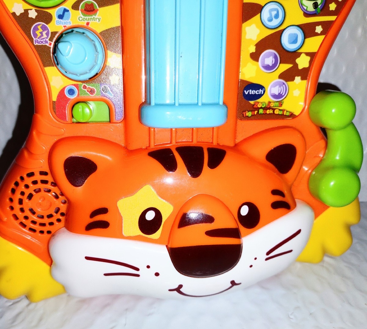 Vtech ZOO JAMZ ROCK GUITAR Orange Tiger Music Lights Sound Effects
