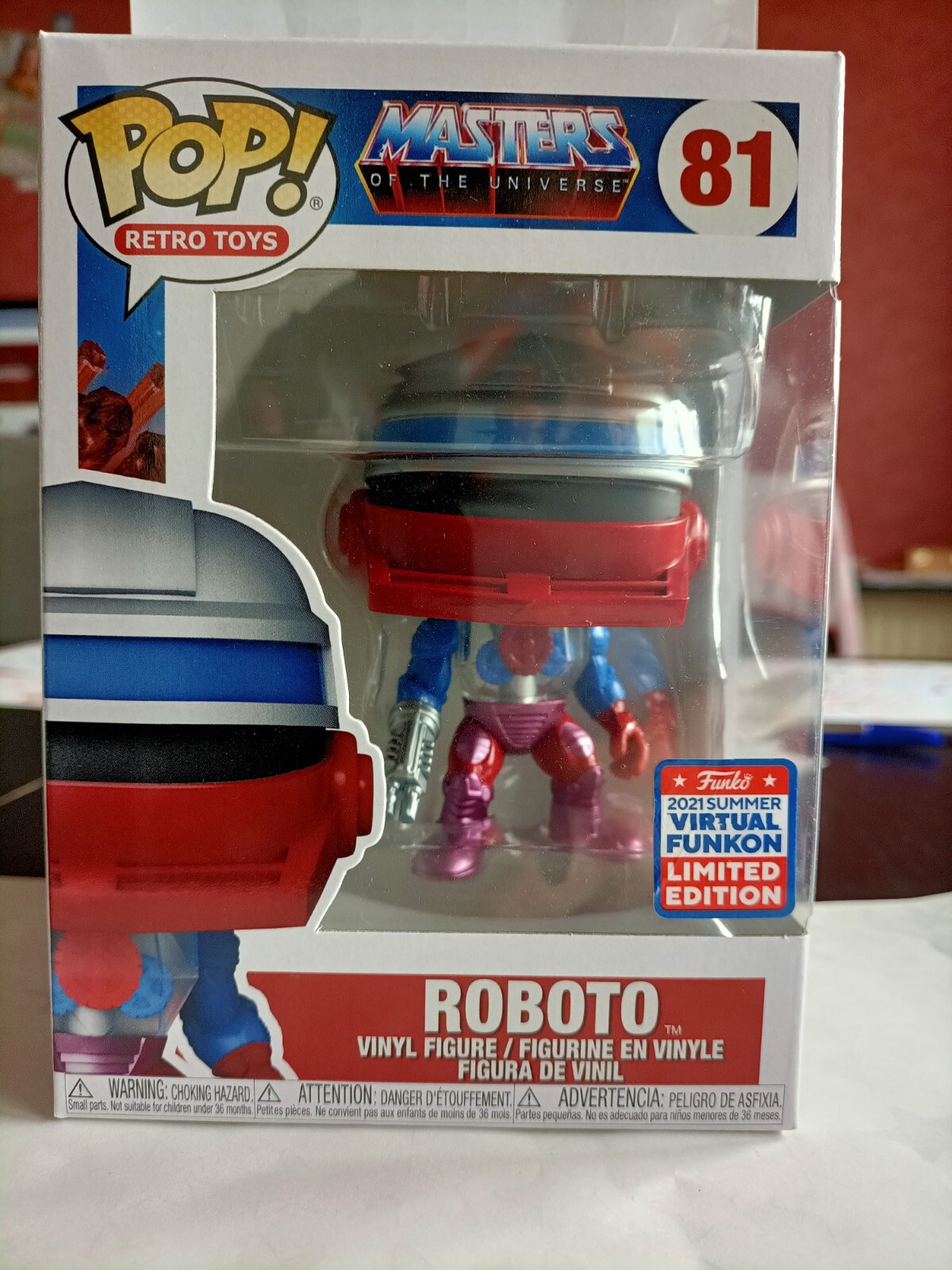 Funko Pop Roboto 81 Élite Maîtres de l'Univers Figurine Vinyle Transparente