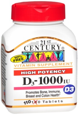 21st Century D3 25 mcg (1000 IU) Tablets 300 EA