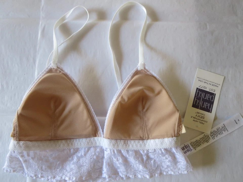 Bralette acolchado de encaje Hanky Panky Signature #487004, XS, BLANCO, NUEVO CON ETIQUETAS $58 Foto 4 de 4