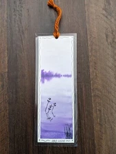 Original Watercolor Bookmark Monochromatic Violet Hazy Lake Landscape Laminated 