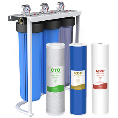 20x4.5'' Whole House Well Water Filter System Reduce Iron, Manganese 150,000 gals