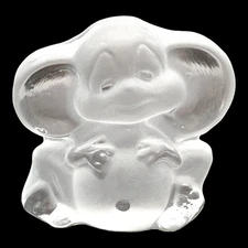 Art Glass Mouse Paperweight Figurine, 4" Heavy Clear Crystal Cute Kitschy Animal