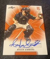 2021 Leaf Perfect Game National Showcase Orange #17/30 Bogan Simmons ROOKIE Auto