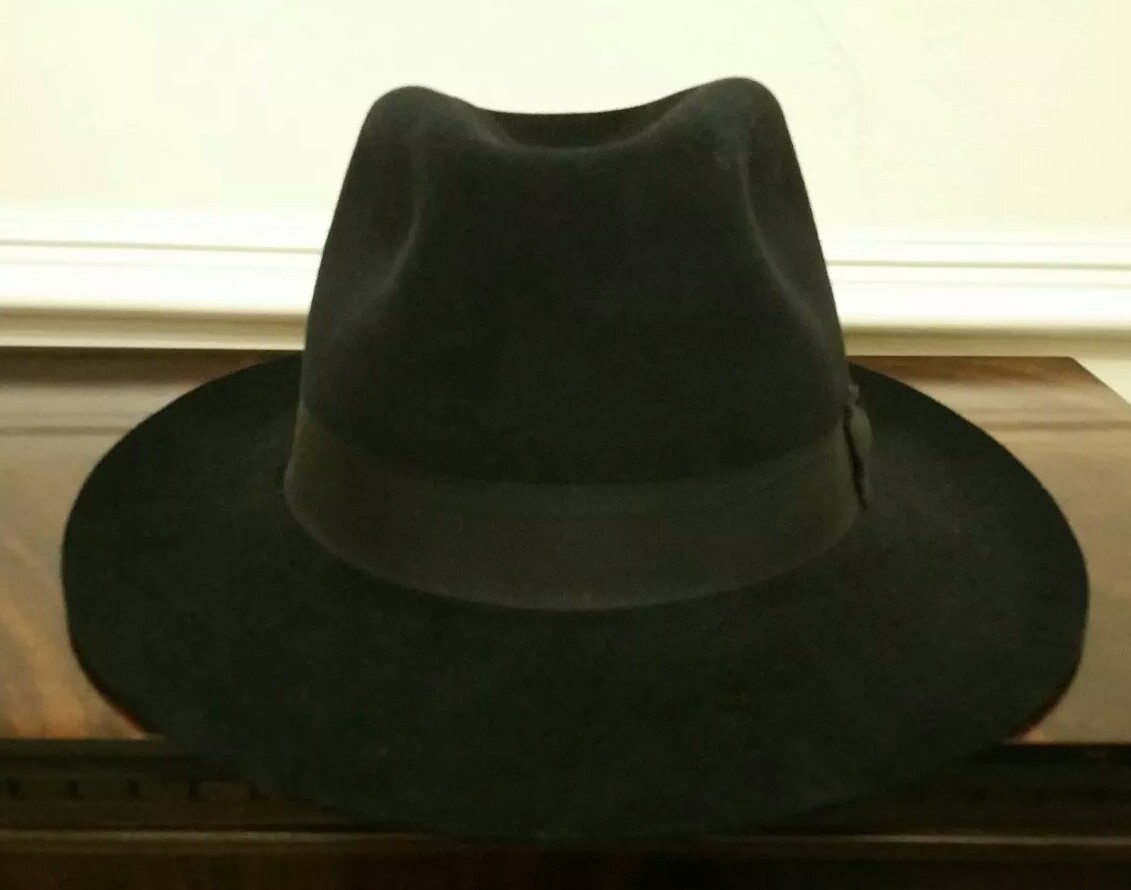 NEW Old Stock Fur-Felt Black Fedora/Trilby by Wilders EU 59cm UK 1/4 US  3/8