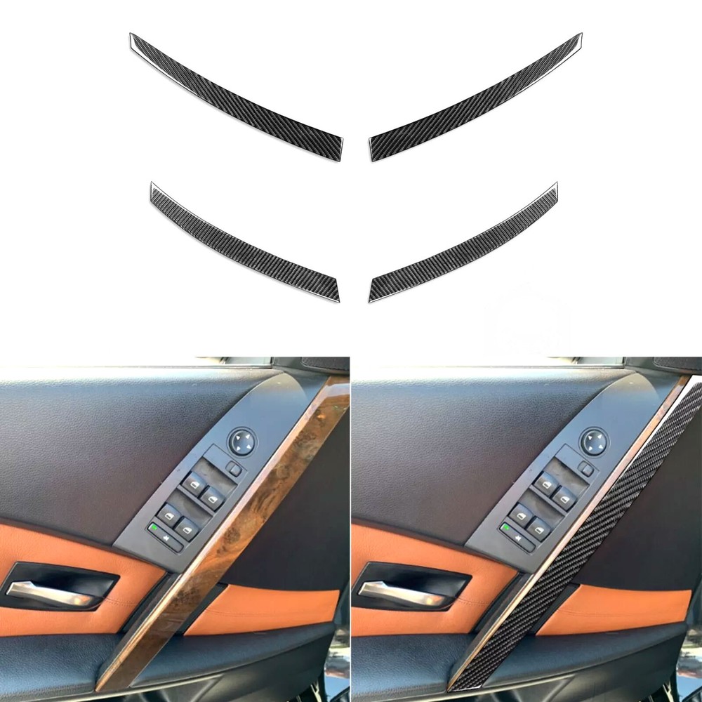 Real Carbon Fiber Rear Door Handle Pull Cover Trim For BMW 5 Series E60 2004-10