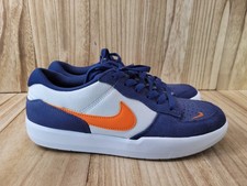 Nike SB Force 58 Sneakers Mens 9.5 Midnight Navy Safety Orange Skateboard