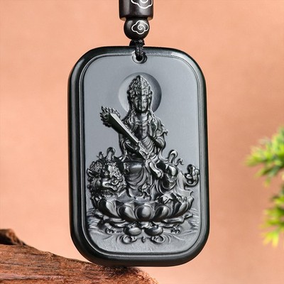 Natural Old Material Hotan Jade Moyu Manjusri Bodhisattva Pendant