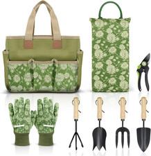 Colwelt Set di Utensili da Giardino, 8 Pezzi, Utensili da Giardinaggio Resistenti con Manico in Legno