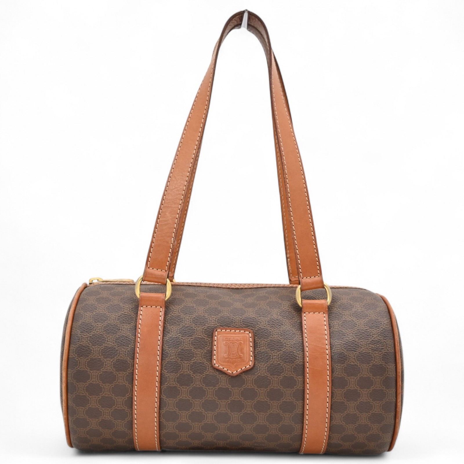 Authentic Celine Macadam Boston Bag in Brown Leather ce4623bj