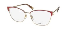 NEW FURLA VFU443 GLASSES FULL-RIM WOMENS METAL PLASTIC GOLD BROWLINE 55-15-135