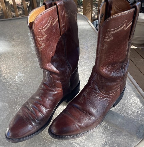 Lucchese 2000 Brown T006002 Roper Cowboy Boots Mens 9.5 D - Picture 20 of 21