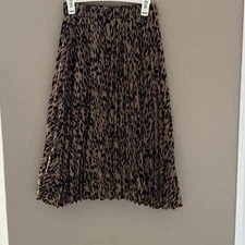Chartou Leopard Print Pleated Midi Skirt, NWT, Size S