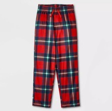 Cat  Jack Pajama Pants Boys XS 4/5 Red Green Plaid Pull On Lounge Holiday New