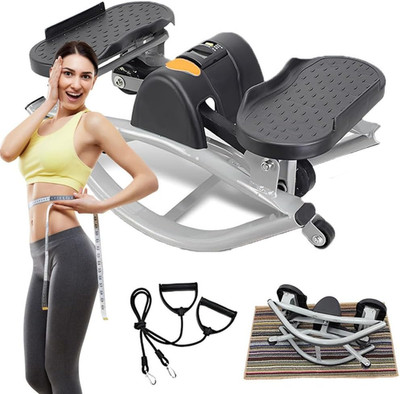 Rock Stepper Side to Side Lateral Fitness Stepper w/Resistance Bands LCD Compact