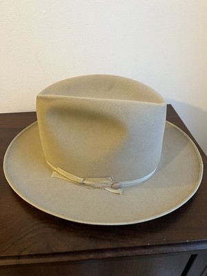 Vintage 1950s Stetson Open Road 7 1/8 Long Oval Taupe w/ Box Near