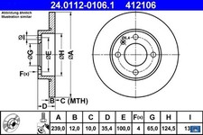 2x Bremsscheibe Ate 24-0112-0106-1 2 Bremsscheiben für Audi für Seat für VW