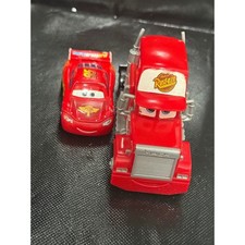 Disney Pixar Cars Lightning McQueen and Mack Truck Toy Set Red 95 Rust-eze