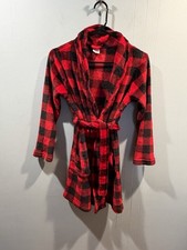 Kids Wonder Nation Fleece Pajama Robe Size Large 10-12 Red/Black Plaid