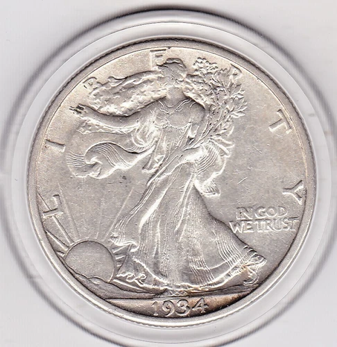 1934  S   Walking  Liberty  Half  Dollar   (90% Silver)  Coin,  50  Cents.