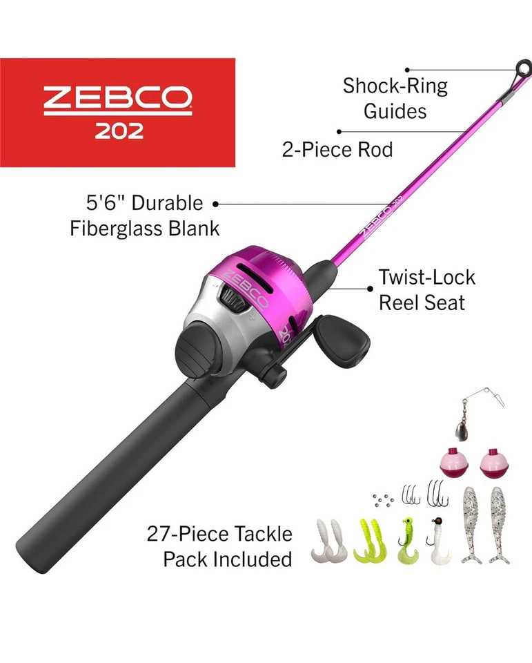 Zebco 202 Spincast Reel and Fishing Rod Combo, 5-Foot 6-Inch 2-Piece Fishing - Image 3 of 4