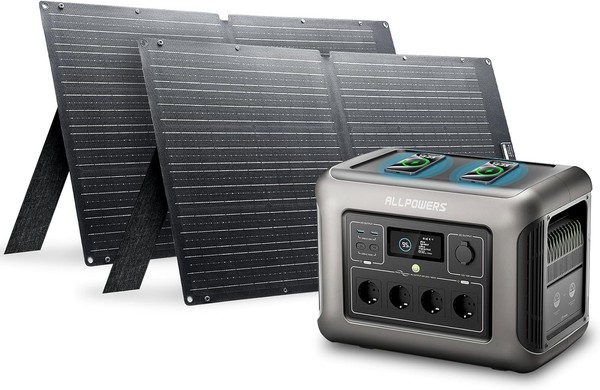 Allpowers R1500 Solargenerator Set 1800W Powerstation 200W Solarpanel Lifepo4-image