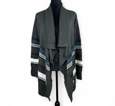 Romeo and Juliet Cardigan Womens Size S Gray Blue Striped Open Front NWT