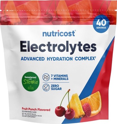Nutricost Electrolytes Complex, Fruit Punch Flavored, 40 Stickpacks