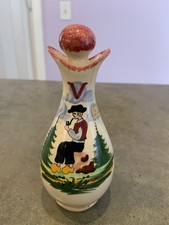 Vintage Desvres France Vinegar Cruet Hand Painted