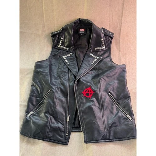 Marvel Spider-Man Across The Spider-Verse Spider-Punk Faux Leather Vest Mens MD video thumbnail