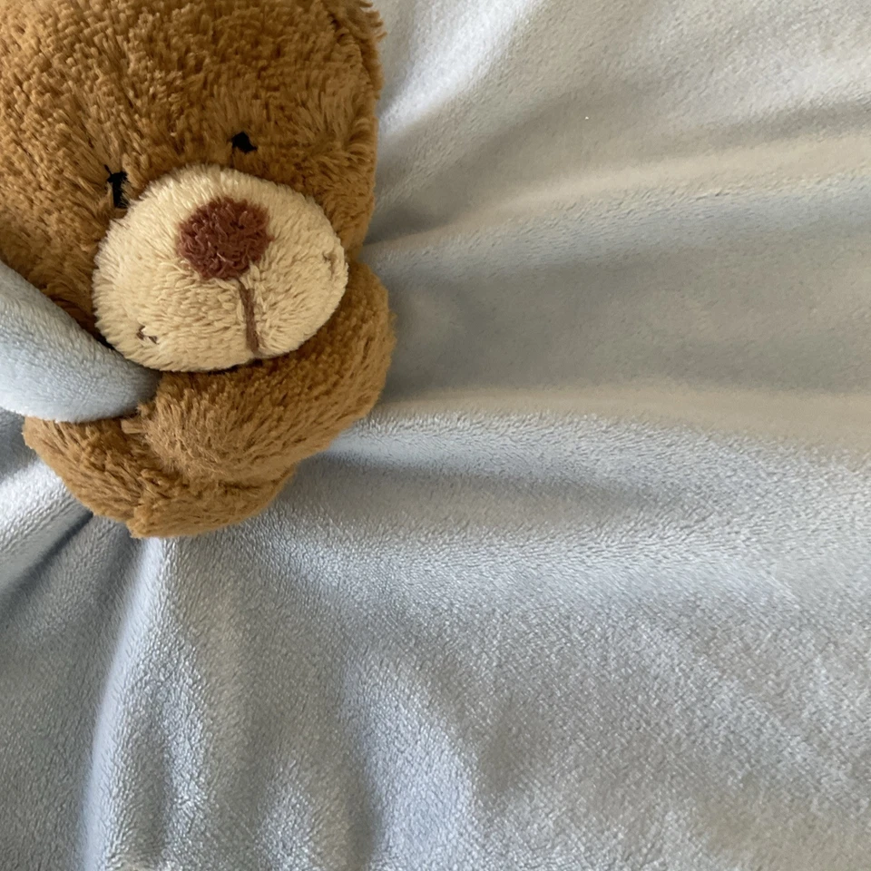 Baby Starters Blue Bear Lovey Manta de Seguridad Sonajero Satinado Marrón Peluche Juguete 18" Foto 3 de 4