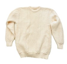 Vintage Chunky Ivory Knit Irish Fisherman's Pullover Sweater, Handmade Cornwall