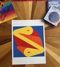 Vintage Willy Plompen Screenprint; Colorful, Clean MCM Composition