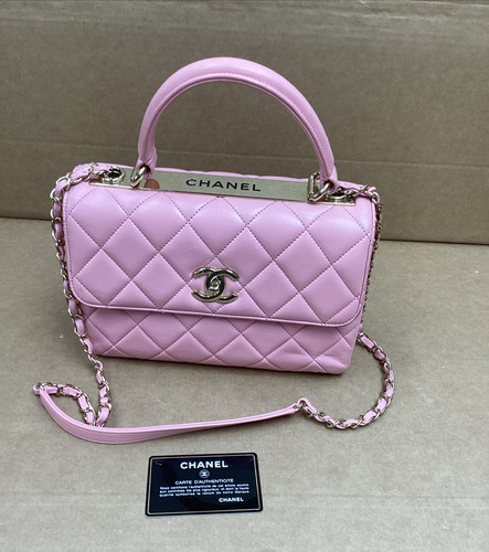 CHANEL Preowned Lambskin Quilted Trendy CC Flap Dual Handle Bag Pink