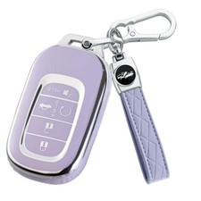 for Honda Key fob Cover, Silver Edge Key Shell Case for Medium Silver-purple