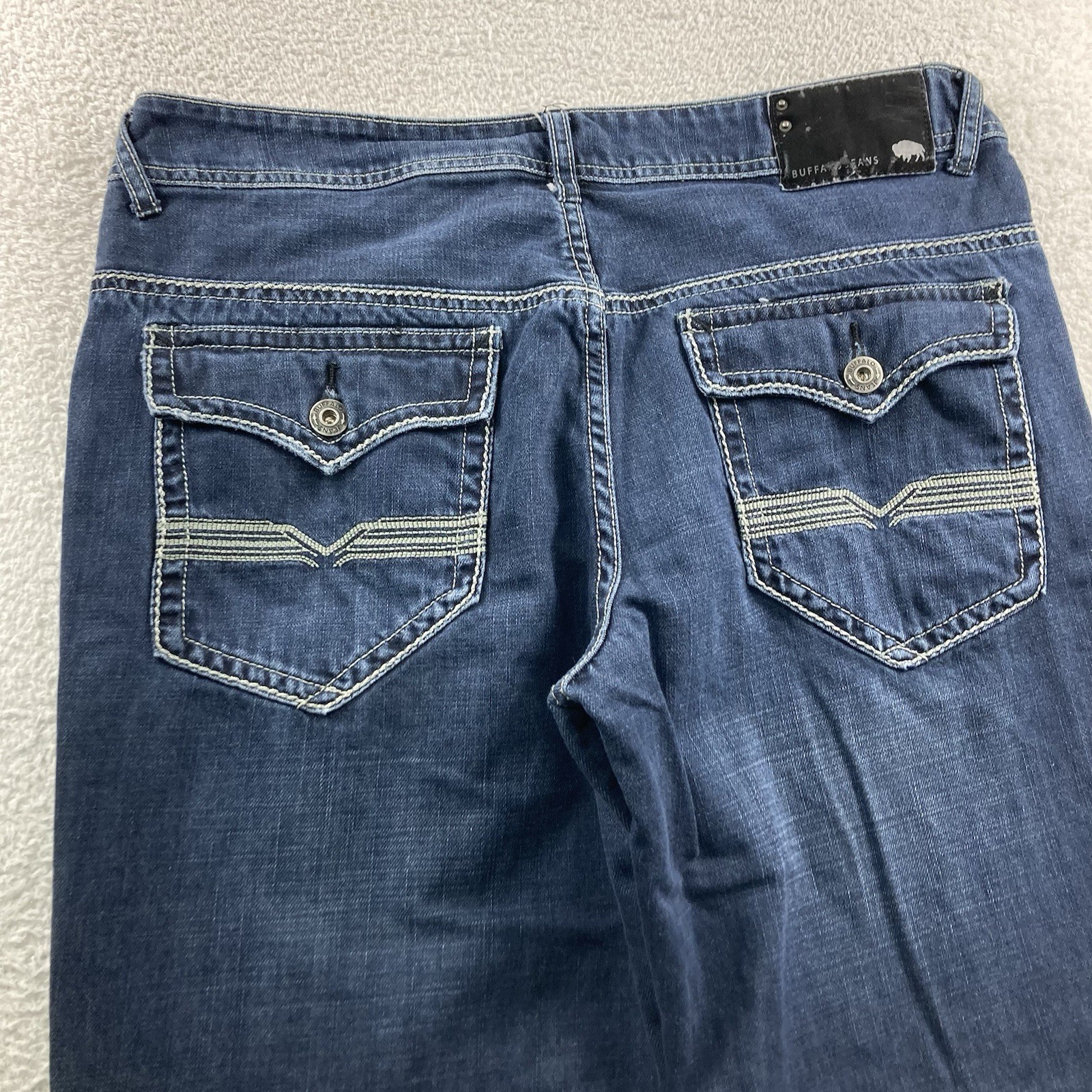 36 Blue Player Straight Flap Wide Leg Whisker