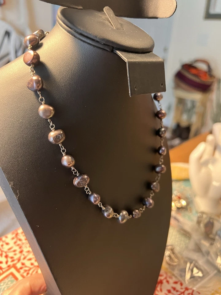 Collar ajustable de perlas y ley 16-18 pulgadas Foto 4 de 4