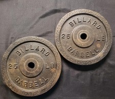BILLARD Pair 25 lb Dimple Vintage Weight Plates Barbell 50 Lbs Total Read