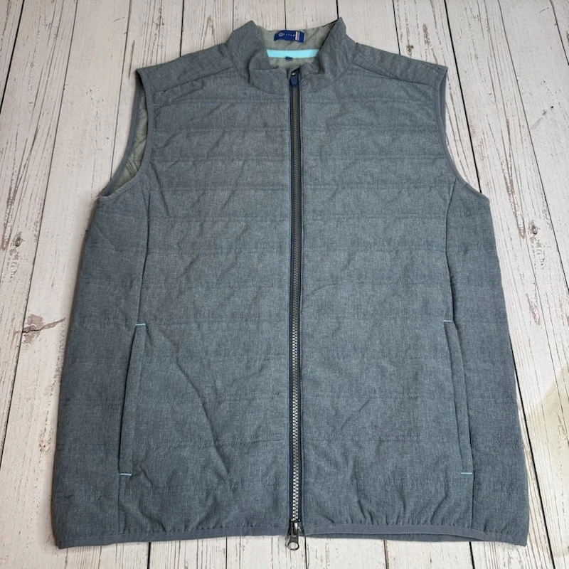 Stitch Vest Mens Medium Gray Quilted Thermore Insulated Full Zip Pockets Golf