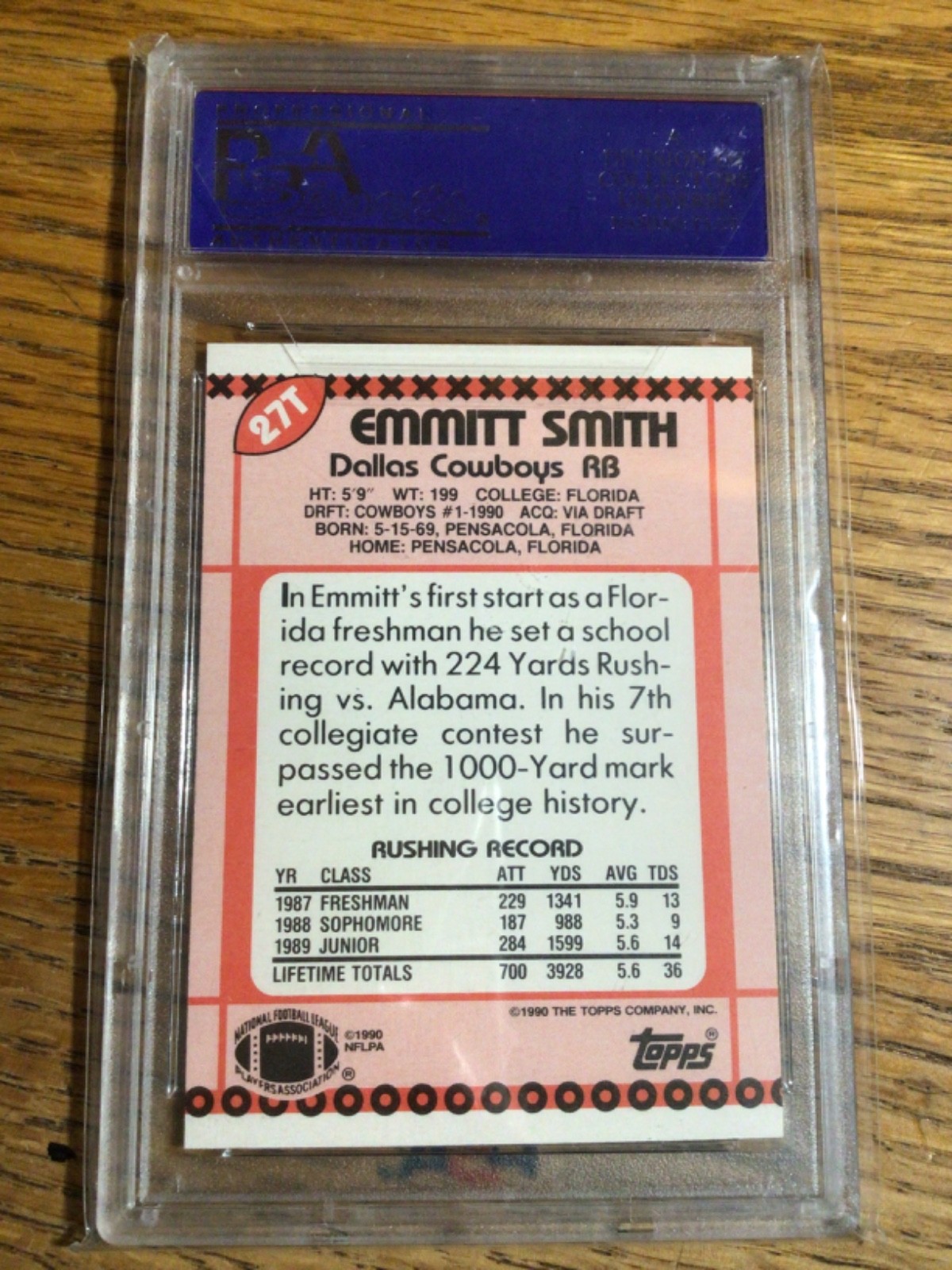 EMMITT SMITH PSA 10 1990 TOPPS TRADED #27T ROOKIE CARD view 2