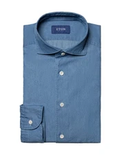 NWT ETON DRESS SHIRT cotton denim luxury Sweden 44 17 1/2 contemporary