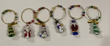 Boston Warehouse Christmas Wine Glass Charms Holiday 2010 Set of Six