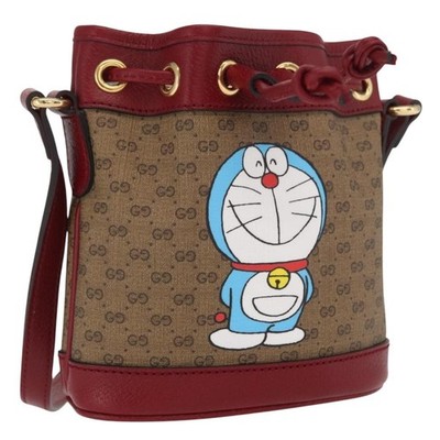 GUCCI GUCCI × Doraemon Micro GG Supreme Bag PVC Beige Gold 647801 Auth 149859SM