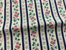 Fabric Traditions Cotton Fabric Pink Floral, Green Leaves with White Background