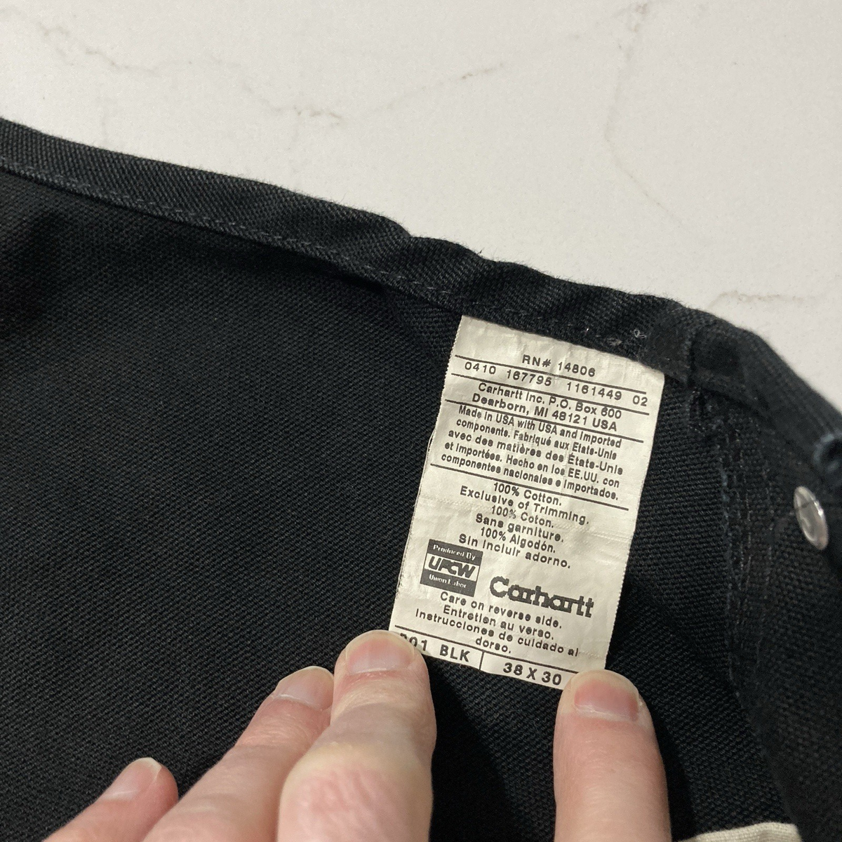 Carhartt R01 BLK Double Knee Bib Overalls Mens 38x30 (Fits 36x29