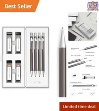 Mechanical Pencil Set Metal 4 Sizes Ergonomic Lead Refills Drawing Supplies