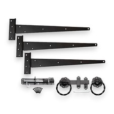 T Hinges 18" (3) Ring Latch Cast Iron Bolt Old Vintage Garden Gate Fitting Kit